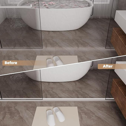 78” White Shower Threshold Water Dam Stopper for Dry and Wet Separation,Self Adhesive Collapsible Walk in Shower Splash Guard Seal Strip,Silicone Sink Edge Water Barrrier for Bathroom and Kitchen
