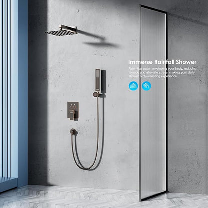 Shower System Shower Faucet Set with Push-Button Diverter and Wall Supply Elbow 10 Inch Shower Head ORB