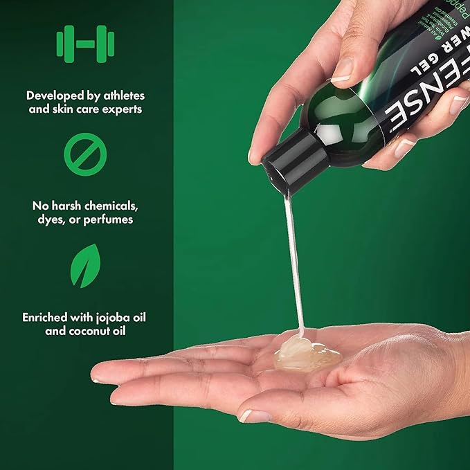 Defense Soap Peppermint Tea Tree Body Wash | All Natural Organic Shower Soap for Athletes | Odor Control & Skin Fungal Protection for Sports, Post Workout & Recovery - 8 oz (Pack of 2)