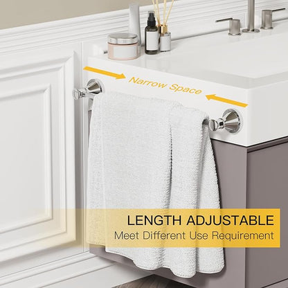 BESy Adjustable 16 to 26 Inch Bath Towel Bar Rack for Bathroom Towel Holder, Wall Mounted Towel Bar Rod Hanger Bathroom Hardware Accessories Hotel Style, Stainless Steel, Polished Chrome