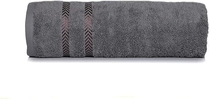 CASA COPENHAGEN Ember, 500 GSM, 27x55 Inches Large Bath Towels, Set of 4 Towels, Super Soft and Absorbent, Egyptian Cotton Towels for Bathroom & Shower - Light Grey +White +Black +Dark Grey