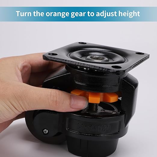 Skelang 4 Pcs Leveling Machine Caster, Retractable Plate Caster Wheel for Industrial Machine Equipment, Heavy Workbench, Movable Furniture, Total Load Capacity 2200Lbs