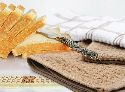 DAN RIVER Premium Dish Cloth 100% Cotton 12 X 12 Inches |Pack of 8|-Ultra Soft Tea Towels-Highly Absorbent Kitchen Rags-Terry Dishcloth for Kitchen and Household Cleaning |Tan|