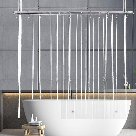 YISURE Clear Shower Curtain or Liner for Clawfoot Tub Short Length 180x65 Inch, Wrap Around Tub Curtains Liner PEVA Waterproof Shower Liner Circular Oval Circle Freestanding Round Surround