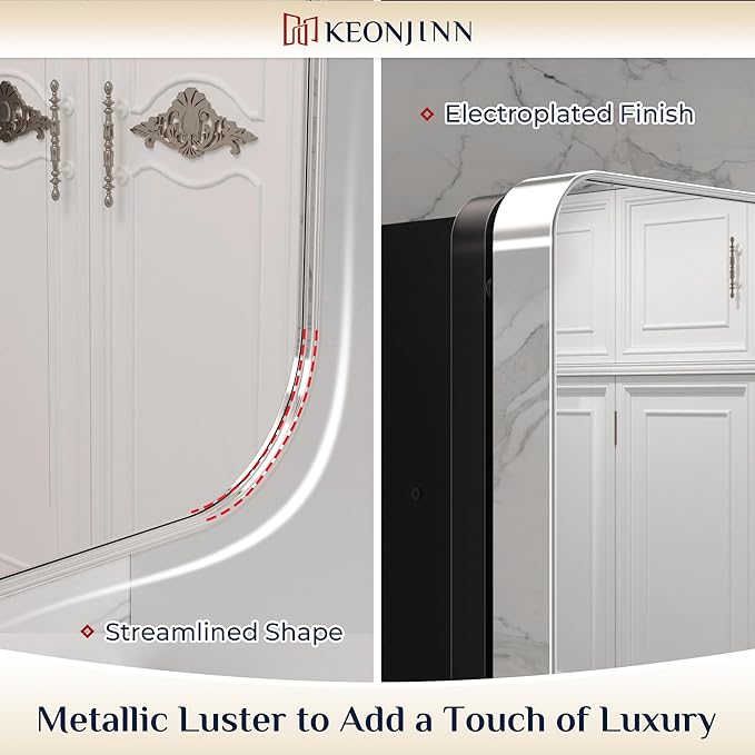 Keonjinn 24 x 32 Inch Chrome Recessed Medicine Cabinets, Bathroom Mirrored Medicine Cabinet, Silver Stainless Steel Framed, Adjustable Shelves, in Wall or Surface Mount, Sturdy & Heavy, Farmhouse