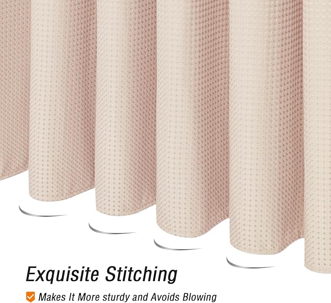 Gibelle Blush Pink Shower Curtain, Waffle Weave Textured Fabric Shower Curtain for Bathroom - Soft Cloth & Hotel Spa Luxury, Water Repellent, Machine Washable, 72X72, Blush Pink