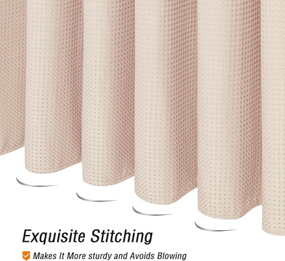 Gibelle Small Stall Shower Curtain 36 x 72, Narrow Half Waffle Weave Textured Fabric Shower Curtain for Bathroom, Water Repellent, Machine Washable, Blush Pink