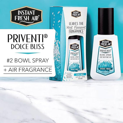 Signature PRIVENTI Toilet Spray, Dolce Bliss Scent Bathroom Spray with Noxban Technology Odor Elimination, Travel Size, Long-Lasting Freshness for Home, Travel or Work, 2.4 Oz. - INSTANT FRESH AIR