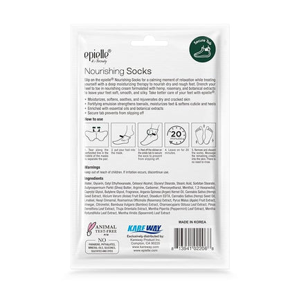 Epielle Nourishing Foot Mask 6 Pairs, Repair and Soften with Hemp & Rosemary Extract, Deep Moisturizing Socks for Dry, Cracked Feet, Self Care Gifts for Women, Spa Kit, Stocking Stuffers