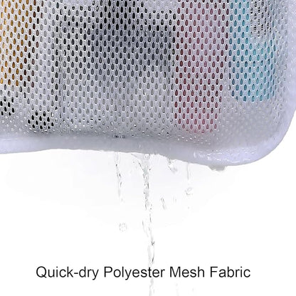 Hanging Mesh Shower Caddy for Bathroom - Quick Drying Portable Shower Organizer with Multiple Pockets for Soap,Shampoo and Cruise Ship Essentials Saving Bathroom Storage,White,2 Pack