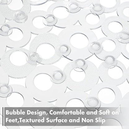 WELTRXE Oval Bathtub Mat Non Slip, Clear Bubbles Bath Mats for Tub, Shower Mat with Drain Holes, Suction Cups, Machine Washable Bath Tub Mat, BPA, Latex, Phthalate Free for Bathroom, 27 x 14 Inch