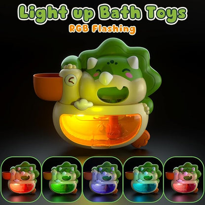 Lehoo Castle Bath Bubble Machine, Light Up Musical Bubble Bath Toys for Toddlers 1-3 Automatic Bubble Maker for Bathtub Dinosaur Toys for Bath