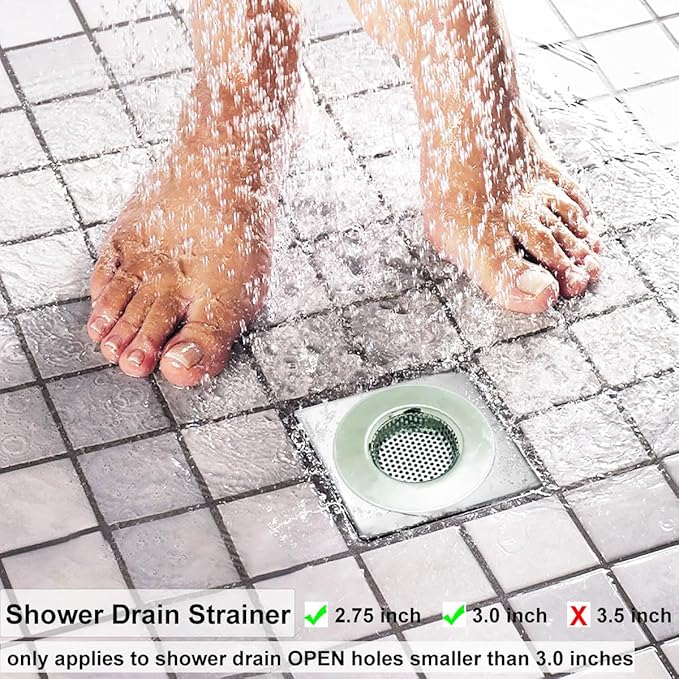2PCS Bathtub Drain Strainers, Shower Drain Hair Catcher, Stainless Steel Drain Cover Basket for Bathroom Laundry Floor Drain, Fit for 1.75"-3.0" Drain Hole