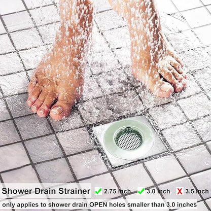 2PCS Bathtub Drain Strainers, Shower Drain Hair Catcher, Stainless Steel Drain Cover Basket for Bathroom Laundry Floor Drain, Fit for 1.75"-3.0" Drain Hole