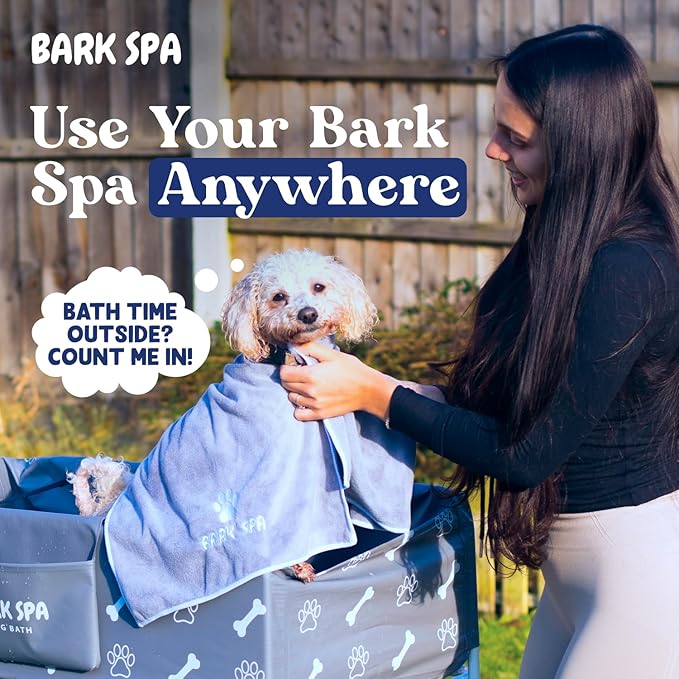 Dog Bath Tub - Free Brush & Towel – Foldable & Portable Dog Washing Station – Lightweight Elevated Design for Indoor & Outdoor Grooming