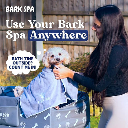 Dog Bath Tub - Free Brush & Towel – Foldable & Portable Dog Washing Station – Lightweight Elevated Design for Indoor & Outdoor Grooming