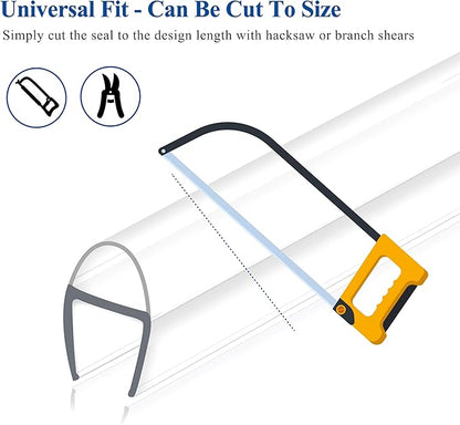 Frameless Shower Door Seal Strip 4 Pack x 39 Inch U for 3/8" Thick Glass Shower Door Side Seal Strip Bottom Seal Door Sweep, Ultra Clear Polycarbonate, Stop Shower Leaks Create A Water Barrier