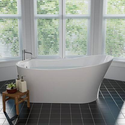 Empava 67 Inch Freestanding Bathtub, Luxury Acrylic Soaking Tub, Modern Stand Alone Bathtubs