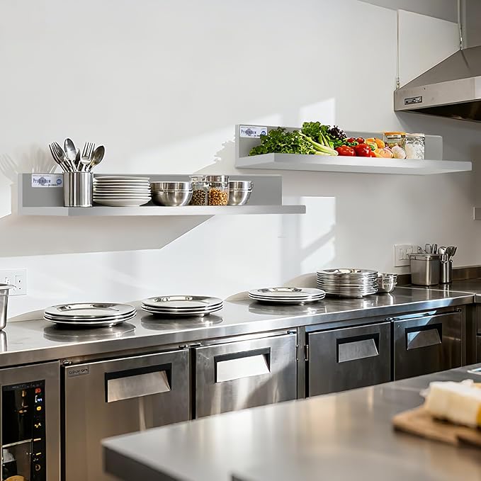 Profeeshaw Stainless Steel Shelf Wall Mounted Commercial Stainless Steel Shelves 8.6 * 30 Inch 58lb Heavy Duty Commercial Kitchen Shelf for Restaurant, Bar, Utility Room, Kitchen and Garage