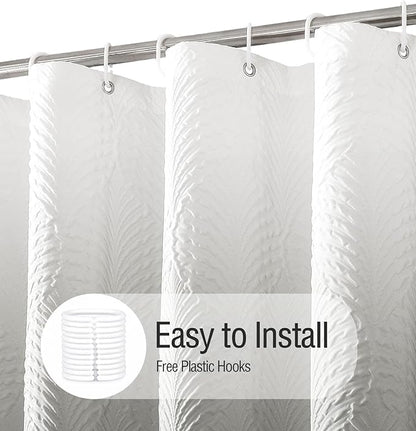 Gibelle Ombre Grey Shower Curtain for Bathroom, 3D Embossed Textured Fabric Shower Curtain, Modern Farmhouse Chic Soft Cloth Shower Curtain Set with Hooks, 72x72
