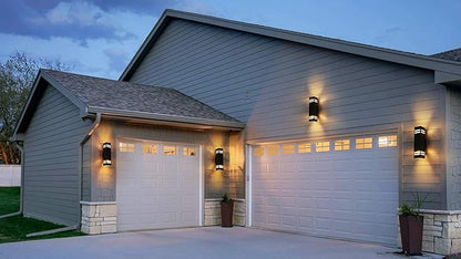 Cerdeco Aluminum Modern Outdoor Wall Light,15" Exterior Up Down Wall Sconce Light Fixture Sand Textured Black with 3-Sided Frosted Glasses [UL Listed]
