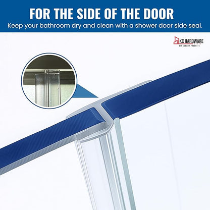 KC Hardware 85 Inch Frameless Shower Door Side Seal Strip, H-Type Glass Shower Door Seal Strip (180 Degree) for 1/4 Inch(4-6mm) Thick Glass, Water Guard That Prevents leaks, Ultra Clear (Pack of 4)