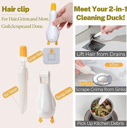 3-in-1 Bath&Kitchen Cleaning Set,Waterproof Bag, Multi-Purpose Glass Squeegee,Hair Catcher,Suction Cup Shower Head Holder for Deep Cleaning Kitchen, Bathroom, Glass, Grout, Sink, Corner, Tight Spaces
