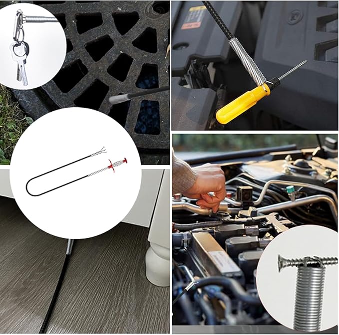 Drain Snake for Hair Clogs, 76 Inch Plumbing Auger Tool with Hook, Sink Snake Drain Clog Remover for Tub Pipes