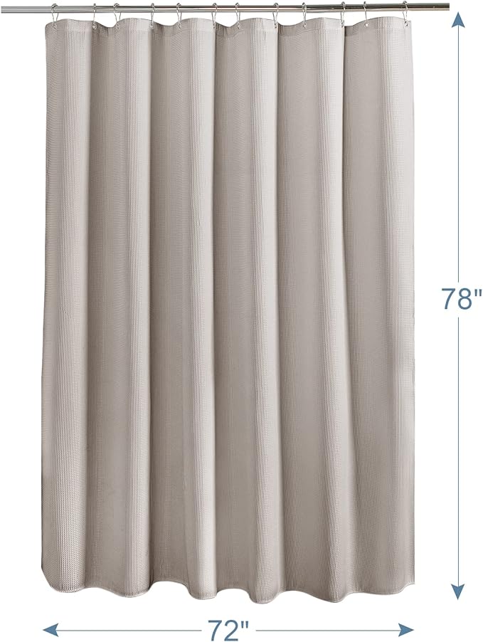 AmazerBath Waffle Shower Curtain 78 Inches Long, Khaki Shower Curtain Fabric Heavy Duty 240GSM, Hotel Quality Bathroom Shower Curtains Tan, Hooks not Included, 72 x 78 Inches