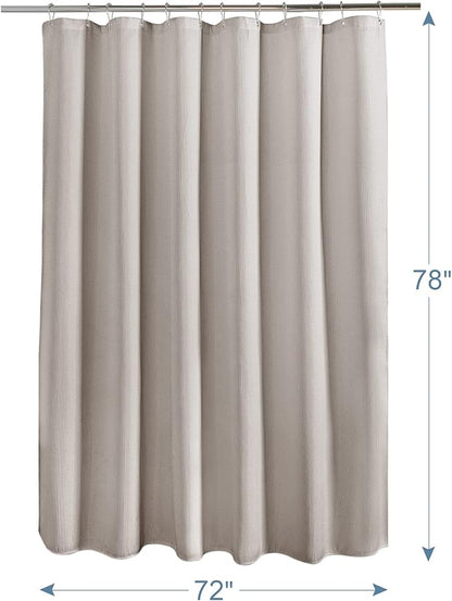 AmazerBath Waffle Shower Curtain 78 Inches Long, Khaki Shower Curtain Fabric Heavy Duty 240GSM, Hotel Quality Bathroom Shower Curtains Tan, Hooks not Included, 72 x 78 Inches