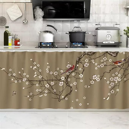 SK Studio Short Curtains for Kitchen, Cabinet Shelf Dust-Proof Blackout Tier Cafe Curtain Under Sink Skirt for Bathroom Laundry Room Style 10, 15.7" W x 31.5" H