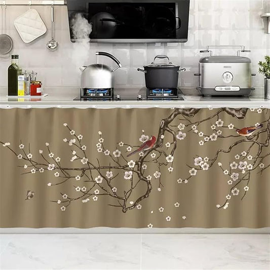 SK Studio Short Curtains for Kitchen, Cabinet Shelf Dust-Proof Blackout Tier Cafe Curtain Under Sink Skirt for Bathroom Laundry Room Style 10, 27.6" W x 27.6" H