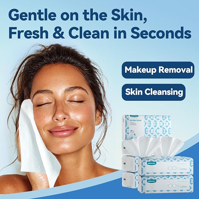 Winner Soft Face Towels, 100% USDA Biobased Facial Towels, 2 Packs per Case, 12 Bags Total