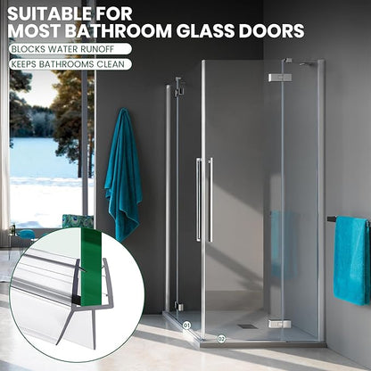 Shower Glass Door Bottom Seal, 2PCS 36 Inch Ultra Clear PVC Seal Strip with Sweep for 1/4"(6mm) Thick Frameless Glass Door, to Stop Water Leakage