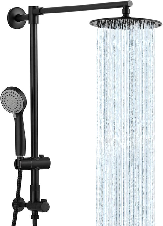 Fennocasa Polaris 1 Rain Shower System, includes 8” Rainfall Shower Head, High Pressure Handheld Combo, 3-Setting Handheld Spray, Height Adjustable Spray Holder, 60” Hose (Oil Rubbed Bronze)