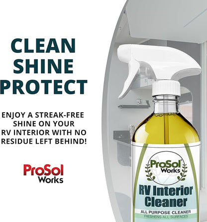 RV Interior Cleaner 16 oz - Camper All Purpose Cleaner for RVs, Toilet, Countertops, Flooring, Upholstery, Fabric, Leather & More - Natural Clean - Safe on All Surfaces