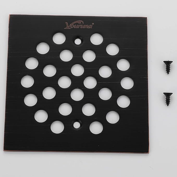 Square 4-1/4-inch Screw-in Shower Floor Drain Grate Strainer (Oil Rubbed Bronze)（Isn't Black）