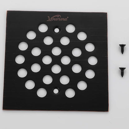 Square 4-1/4-inch Screw-in Shower Floor Drain Grate Strainer (Oil Rubbed Bronze)（Isn't Black）