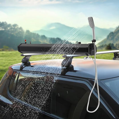 Portable Water Tank with Camping Shower, Pressurized Outdoor Shower System for Camping