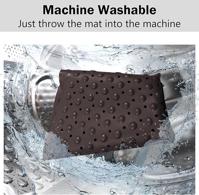 Mrcrypos Corner Shower Mats 31 x 31 Inches Bath Mat with Suction Cups and Drain Holes, Quick Dry Anti Slip Bathmat Machine Washable Shower Stall Mats for Bathroom, Gray