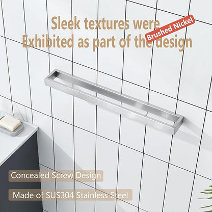 KOKOSIRI Towel Bar Brushed Nickel Bath Towel Hanger Holder 24-Inch Kitchen Rack Stainless Steel for Bathroom Hardware Wall Mount, 1 Pack B4008BR-L24
