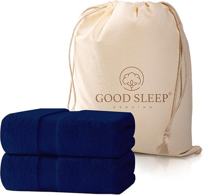 100% Cotton Bath Towels, Pack of 2 Towels for Bathroom, Luxury 700 GSM Bath Towel, Highly Absorbent Bathroom Towel Set, 30 x 60 Inches Large Bath Towels, Super Soft & Quick Dry Towel Set, Navy Blue