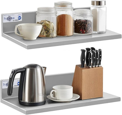 Profeeshaw Stainless Steel Shelf Wall Mounted Commercial Stainless Steel Shelves 8.6 * 16 Inch 44lb Heavy Duty Commercial Kitchen Shelf for Restaurant, Bar, Utility Room, Kitchen and Garage