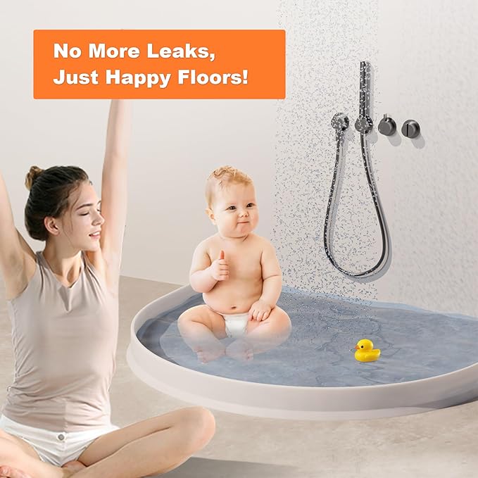 3.8'' High Shower Threshold Water Dam Collapsible Shower Water Splash Guard for Shower Water Blocker for Wet and Dry Separation Bathroom and Kitchen (43 Inch)