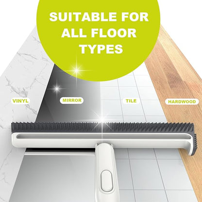 Squeegee Broom for Floor, Floor Squeegee for Concrete and Tile Cleaning, Floor Scrubber with Long Handle for Bathroom, Kitchen, Shower, Tile, Pet Hair, Fur, Foam Cleaning