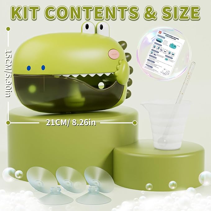 Lehoo Castle Baby Bath Toys, Bath Bubble Machine for Kids, Automatic Bubble Maker Toddler Bathtub Toy with 12 Melodies, Dinosaur Bath Toys for Boys Girls