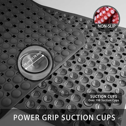 SELIBRE Rubber Bath Mat, 36 x17” TPR Black Tub Mats with 198+ Suction Cups, Bath Mat for Elderly/Kids, Machine Washable & Fast Drainage, Foot Massage Design (Black, Extra Large)
