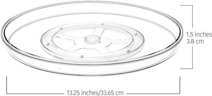 primebox 14" Lazy Susan Organizer. 360 Degree Rotating Turntable for Cabinets, Fridge, Pantry, Bathroom, Under Sink Organizing, Vanity, Countertops, Organizer for Spices Clear 2 Pack