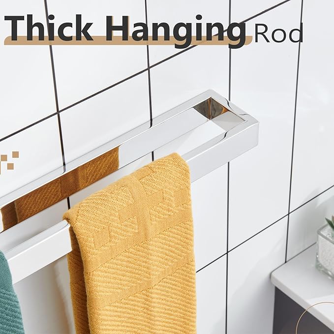 KOKOSIRI Towel Holder Chrome Bath Towel Bar Rack 20-Inch Kitchen Holder Polished Stainless Steel for Bathroom Hardware Wall Mounted, 1 Pack B4008CH-L20