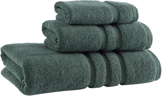 Luxury Hotel & Spa, Turkish Cotton Dark Green Towels Bathroom Sets | 6 Pieces Dark Green Bath Towels Soft and Absorbent Green Towel Set for Your Bathroom
